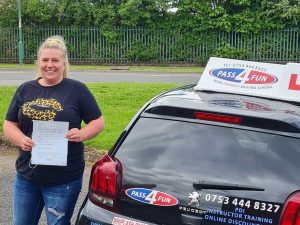 She passed her driving test first time